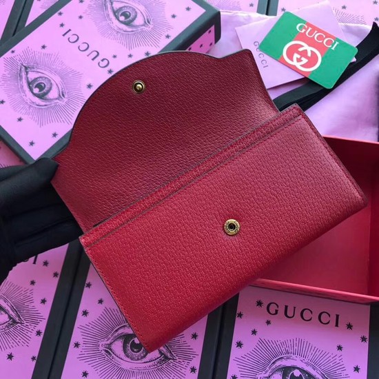 Gucci Leather Double G and crystals wallet 499313 red