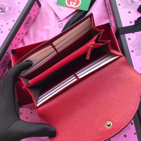 Gucci Leather Double G and crystals wallet 499313 red