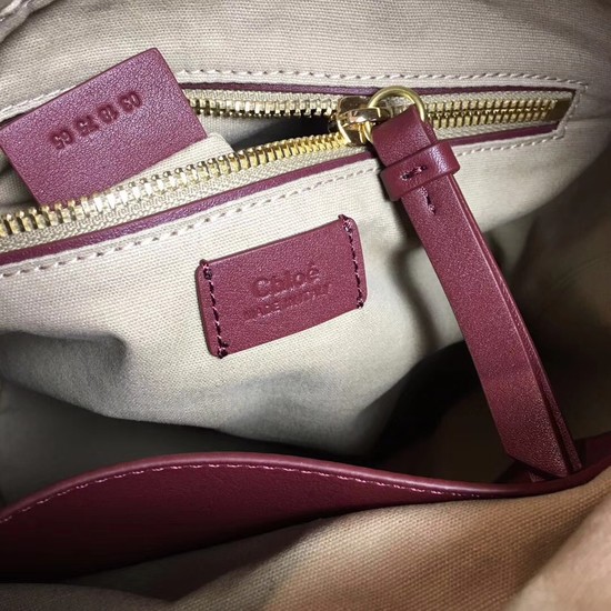 Chloe Roy Mini Smooth Leather Bucket Bag S126 Plum purple