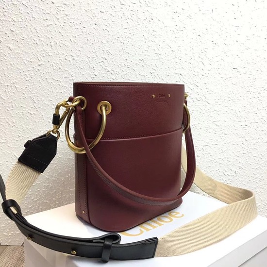 Chloe Roy Mini Smooth Leather Bucket Bag S126 Plum purple