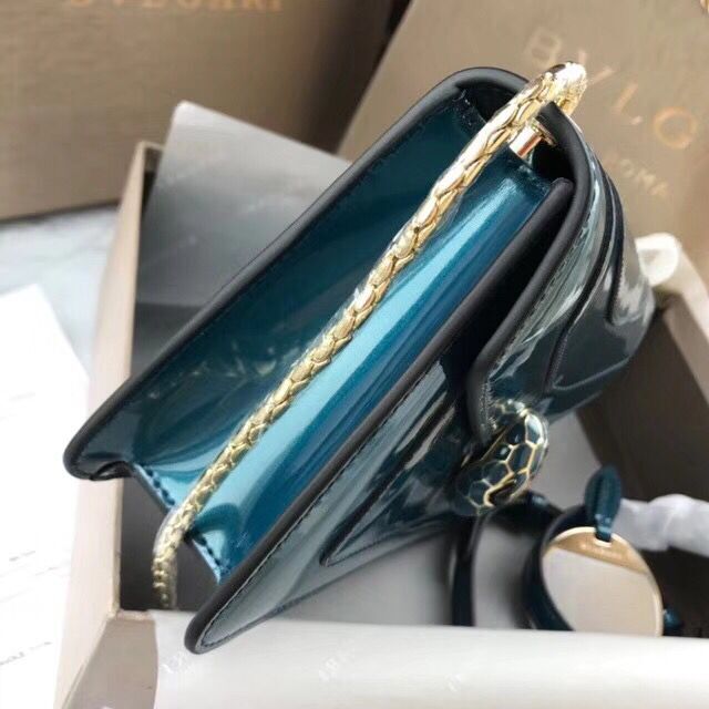 BVLGARI Serpenti Forever metallic-leather shoulder bag 4953 blue