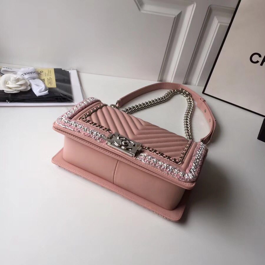 Chanel Leboy Sheepskin leather Shoulder Bag B67086 pink