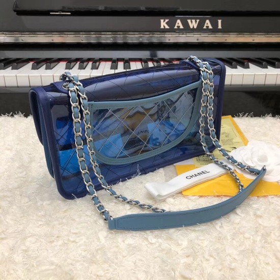 Chanel CC original PVC lambskin flap bag ACT18 blue