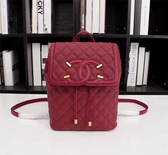 Chanel Caviar Leather Backpack 83430 red