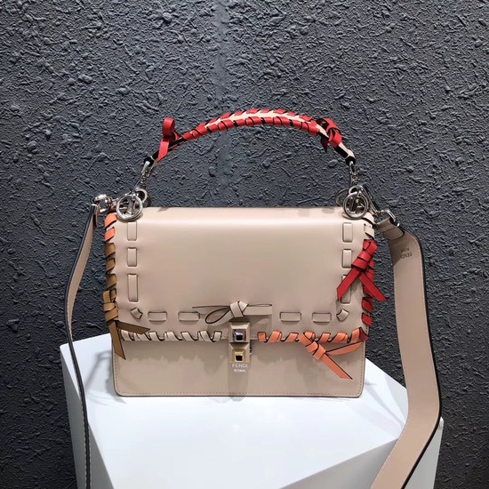 FENDI Kan I Leather Shoulder Bag 13136 Light apricot