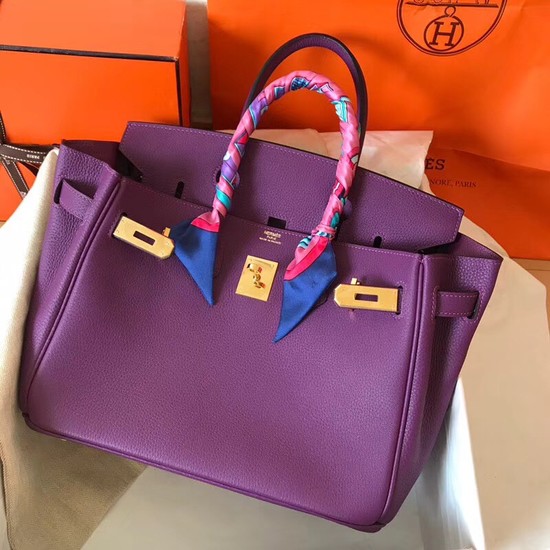 Hermes Birkin Tote Bag Original Togo Leather BK35 purple