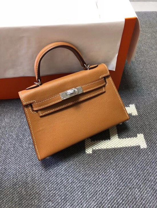Hermes Kelly 20cm Tote Bag Original Epsom Leather KL20 Camel