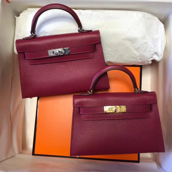 Hermes Kelly 20cm Tote Bag Original Epsom Leather KL20 fuchsia