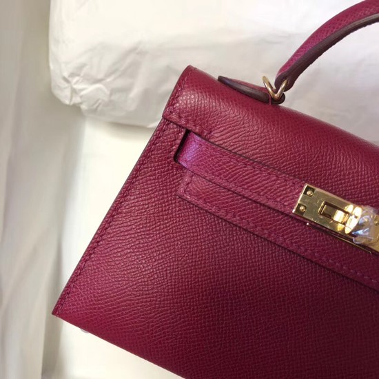 Hermes Kelly 20cm Tote Bag Original Epsom Leather KL20 fuchsia