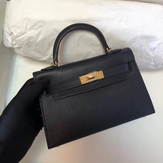 Hermes Kelly 20cm Tote Bag Original Leather KL20 black