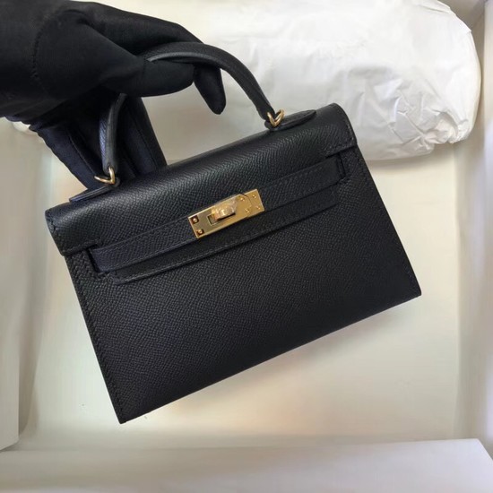 Hermes Kelly 20cm Tote Bag Original Leather KL20 black