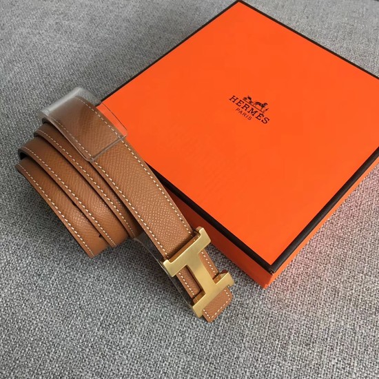 Hermes original epsom leather belts wide 2.5CM 2714 Camel