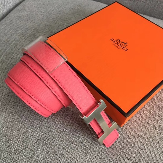 Hermes original epsom leather belts wide 2.5CM 2714 rose