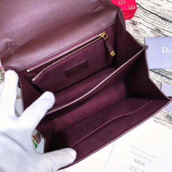 Dior DIORDIRECTION FLAP BAG IN BURGUNDY LAMBSKIN M6810