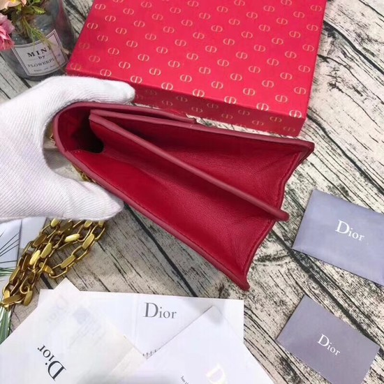 Dior DIORDIRECTION FLAP BAG IN RED LAMBSKIN M6810