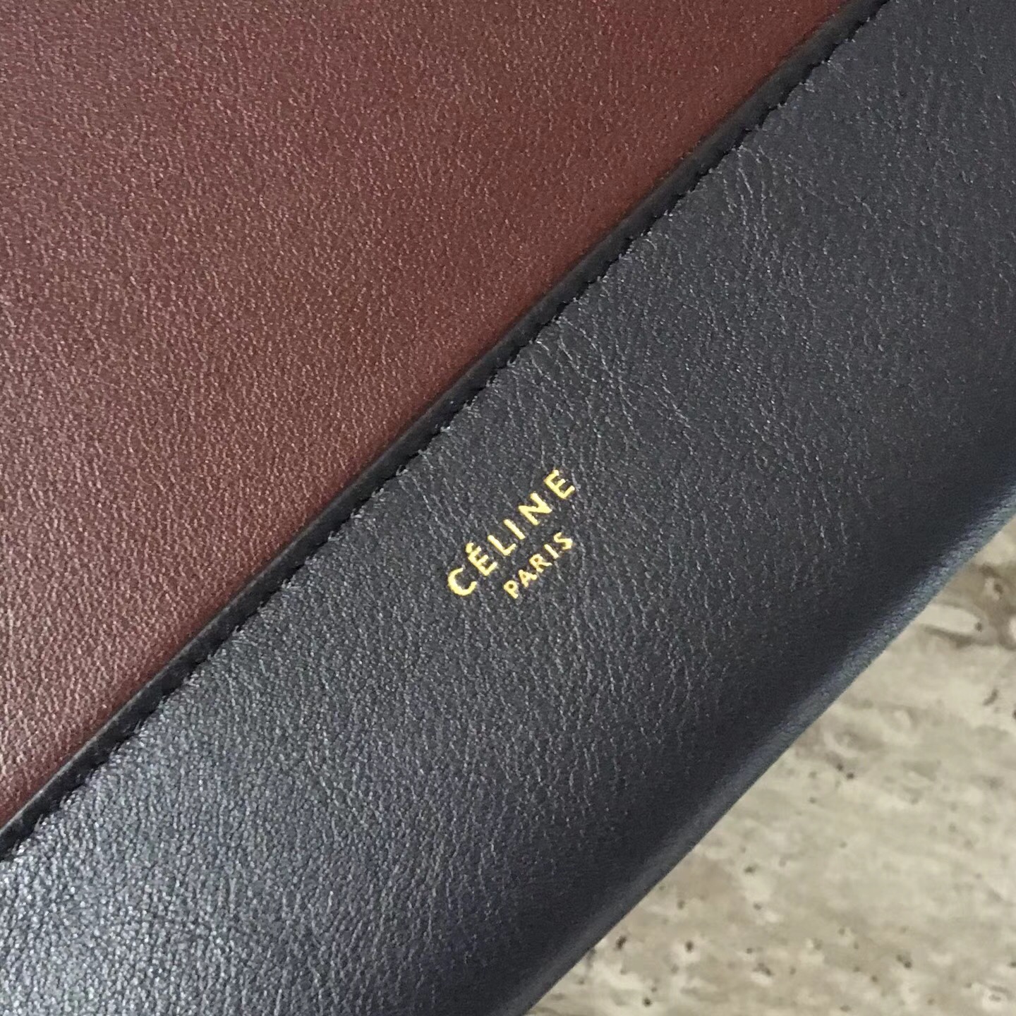 Celine frame Bag Original Calf Leather 5756 Wine&Royal Blue