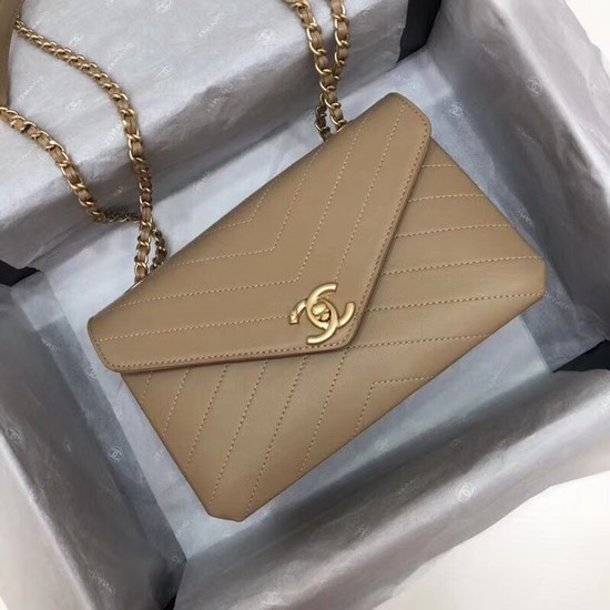 Chanel Flap Original Lambskin Leather Shoulder Bag 57431 apricot