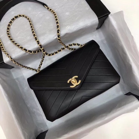 Chanel Flap Original Lambskin Leather Shoulder Bag 57431 black