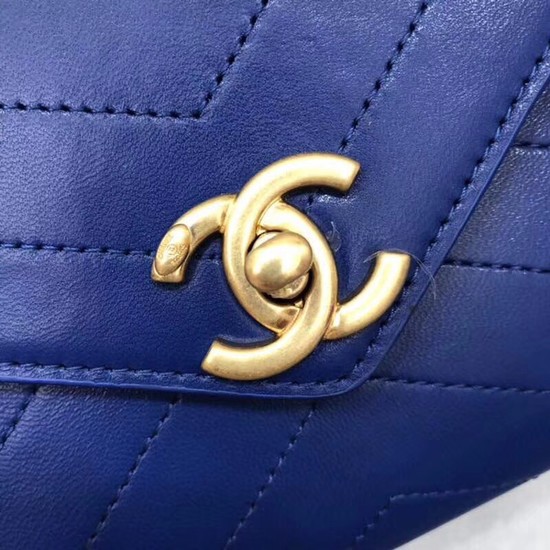 Chanel Flap Original Lambskin Leather Shoulder Bag 57431 blue