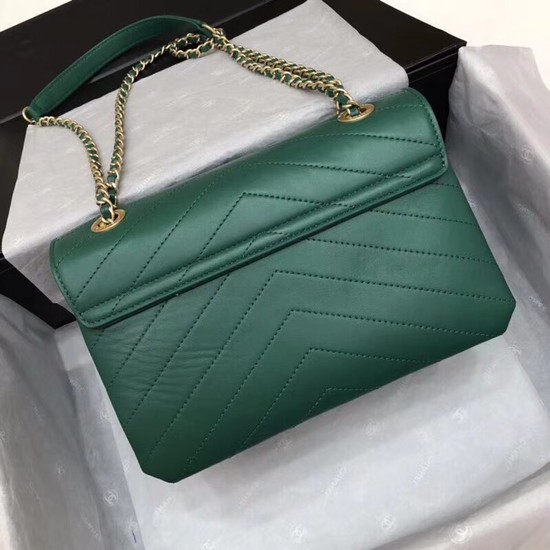 Chanel Flap Original Lambskin Leather Shoulder Bag 57431 green