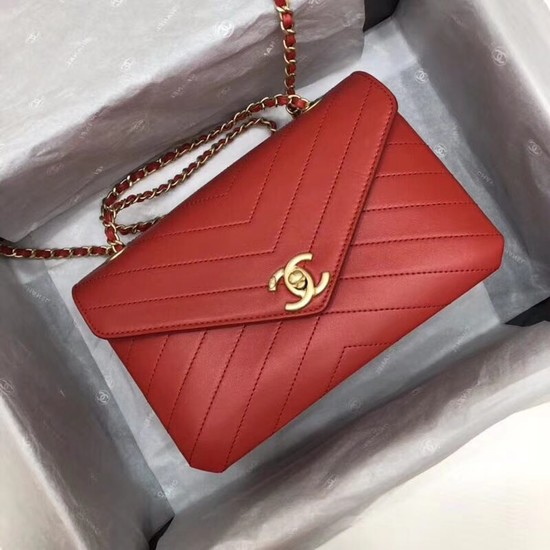 Chanel Flap Original Lambskin Leather Shoulder Bag 57431 red