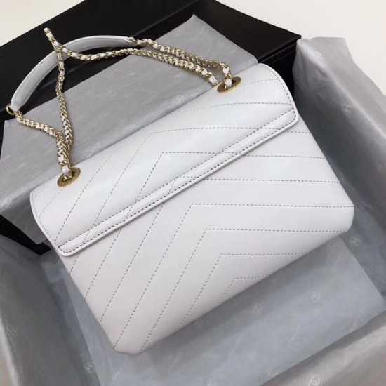 Chanel Flap Original Lambskin Leather Shoulder Bag 57431 white