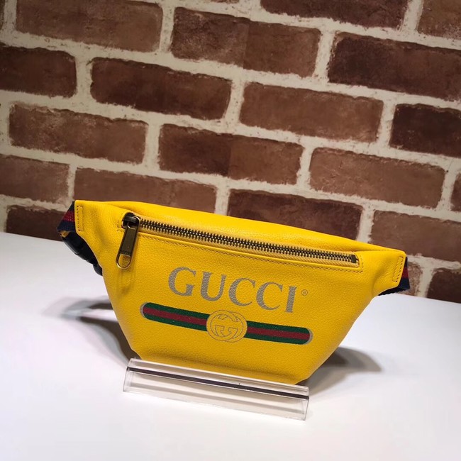 Gucci Print small belt bag 527792 yellow