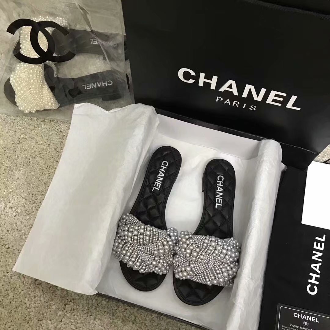 Chanel Slippers Pearl CH2417LS grey