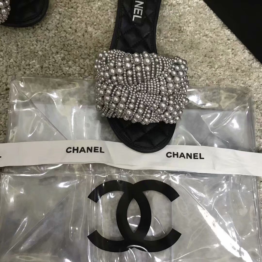 Chanel Slippers Pearl CH2417LS grey
