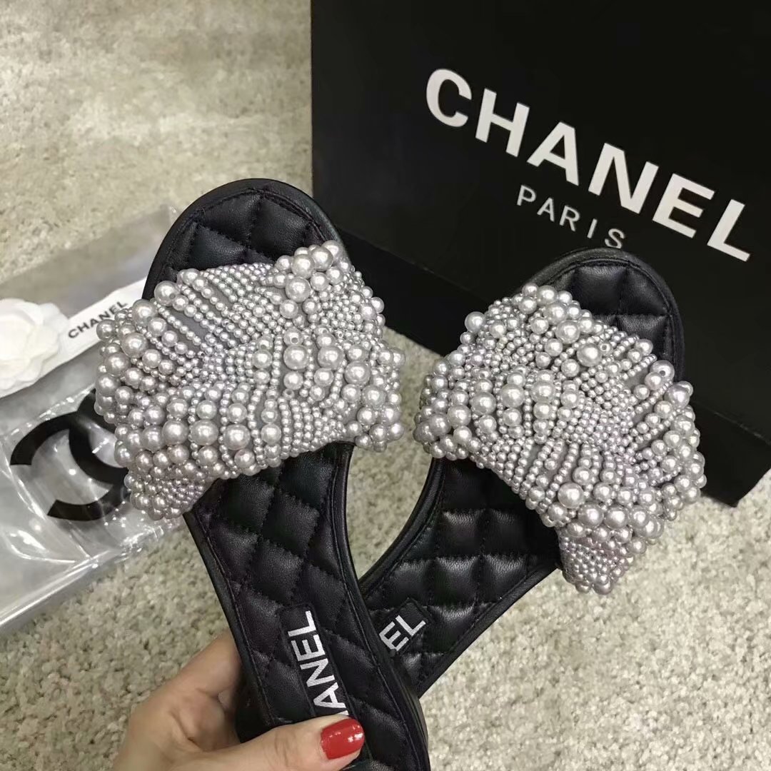 Chanel Slippers Pearl CH2417LS grey