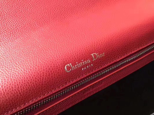 DIORAMA FLAP BAG IN RED GRAINED CALFSKIN WITH LARGE CANNAGE DESIGN M0422