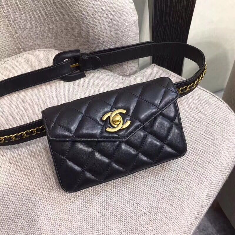 Chanel Original waist pack Sheepskin 4771 black