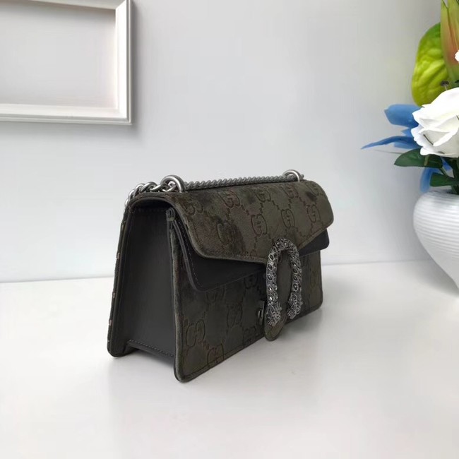 Gucci Dionysus GG velvet small shoulder bag 499623 Dark olive