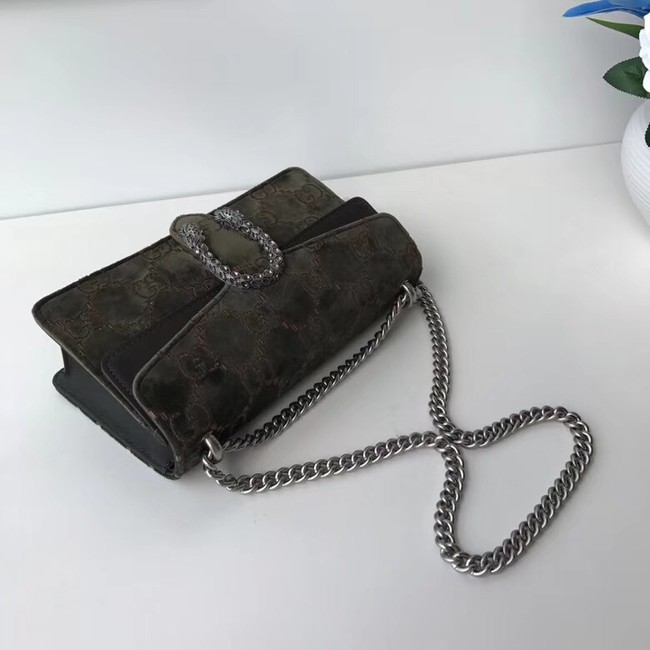 Gucci Dionysus GG velvet small shoulder bag 499623 Dark olive