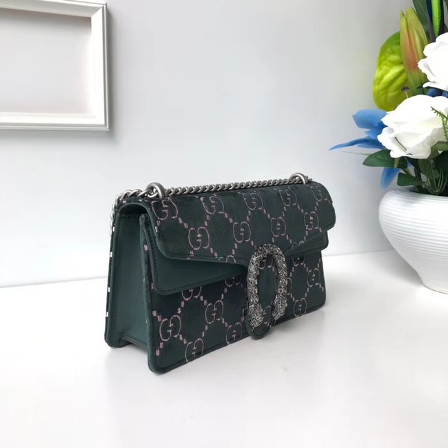 Gucci Dionysus GG velvet small shoulder bag 499623 green