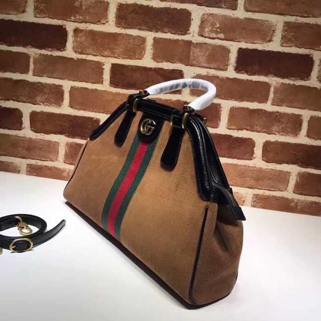 Gucci RE medium top handle bag Style 516459 brown suede
