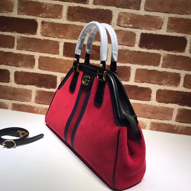 Gucci RE medium top handle bag Style 516459 red suede