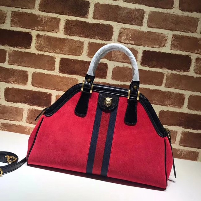 Gucci RE medium top handle bag Style 516459 red suede