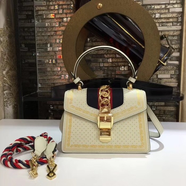 Gucci Sylvie leather mini bag 470270 cream