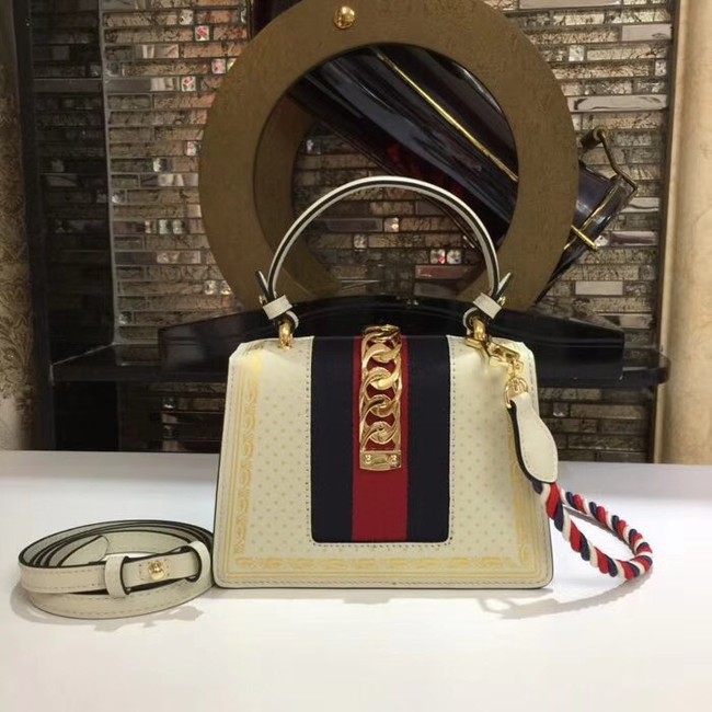 Gucci Sylvie leather mini bag 470270 cream