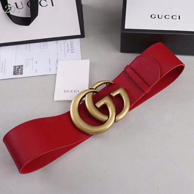 Gucci Wide leather belt with Double G 453261 red