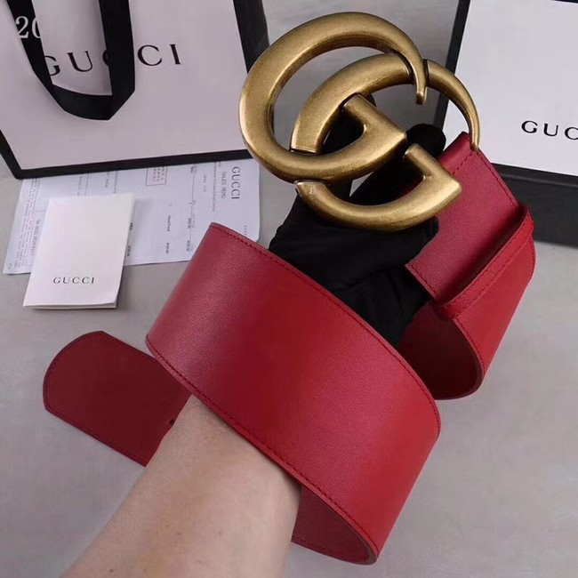 Gucci Wide leather belt with Double G 453261 red