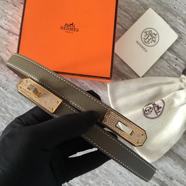 Hermes original epsom leather Kelly belt H069853 grey