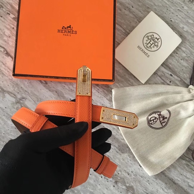 Hermes original epsom leather Kelly belt H069853 orange
