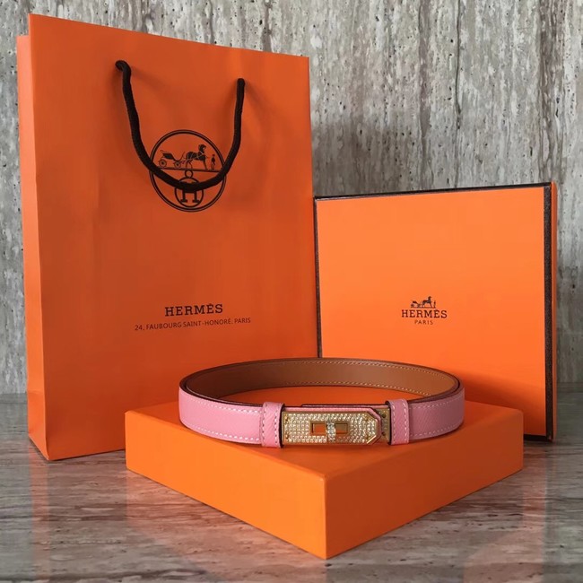 Hermes original epsom leather Kelly belt H069853 pink