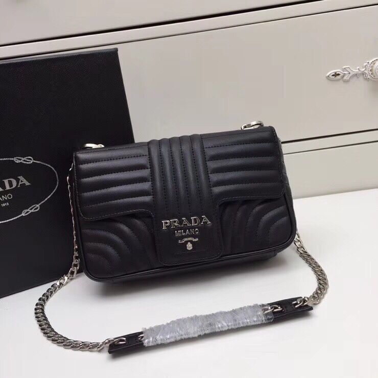 Prada Calf leather Shoulder Bag 1BH055 black