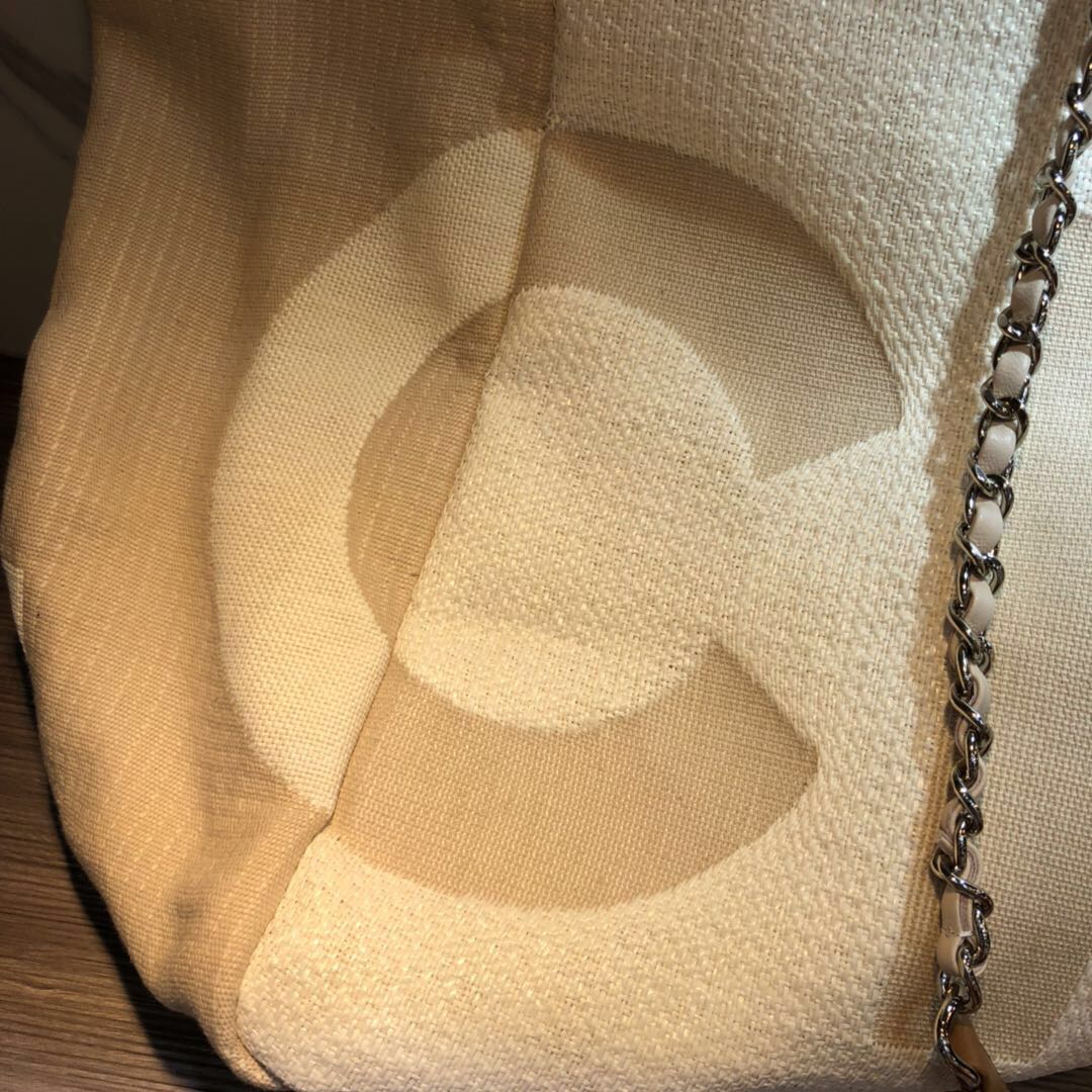 Chanel Medium Canvas Tote Shopping Bag 55699 off-white