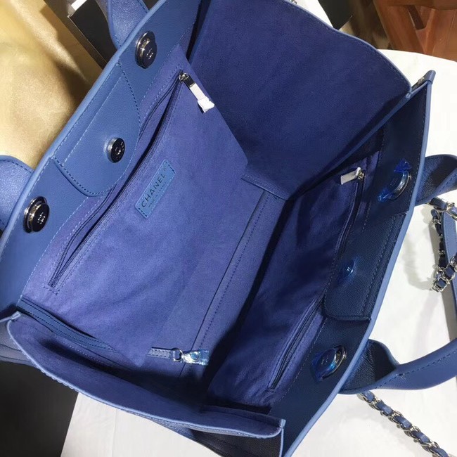 Chanel Original Caviar Leather Tote Shopping Bag 92565 blue