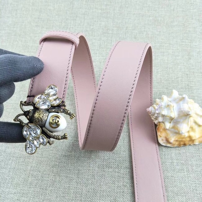 Gucci leather belt with bee 499638 pink