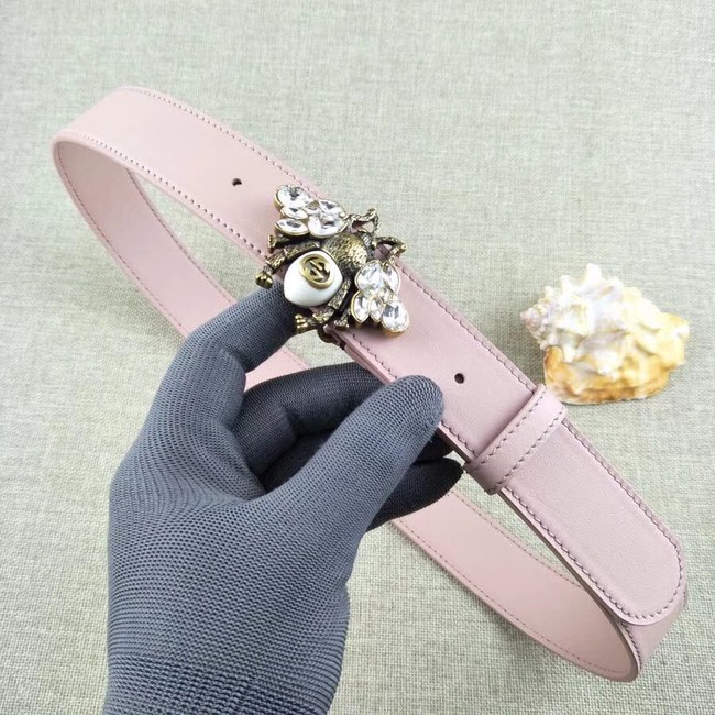 Gucci leather belt with bee 499638 pink